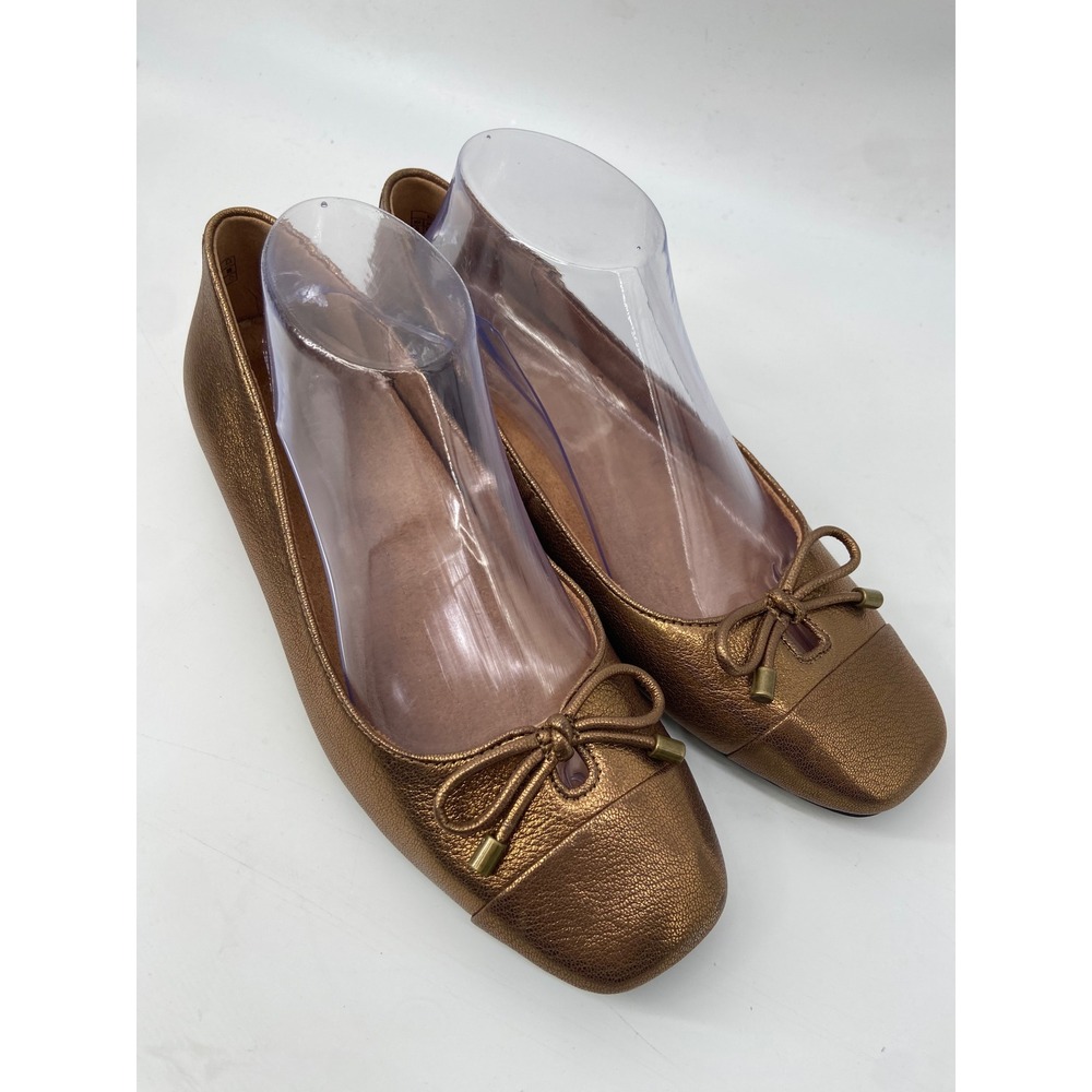 Vionic Ballet Flats Shoes Womens 9 Bronze Klara Metallic Square Toe Comfort Bow